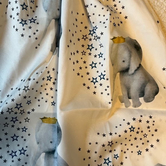 Baby Elephant w Crown Print Toddler Dress. White Gray w Yellow Stars. 3T - Picture 3 of 4